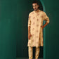 trueBrowns Men's Beige Floral Bunch Muslin Silk Printed Long Kurta | Swadesiicart