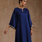 trueBrowns Midnight Blue Modal Satin Relax Kurta Set | Swadesiicart