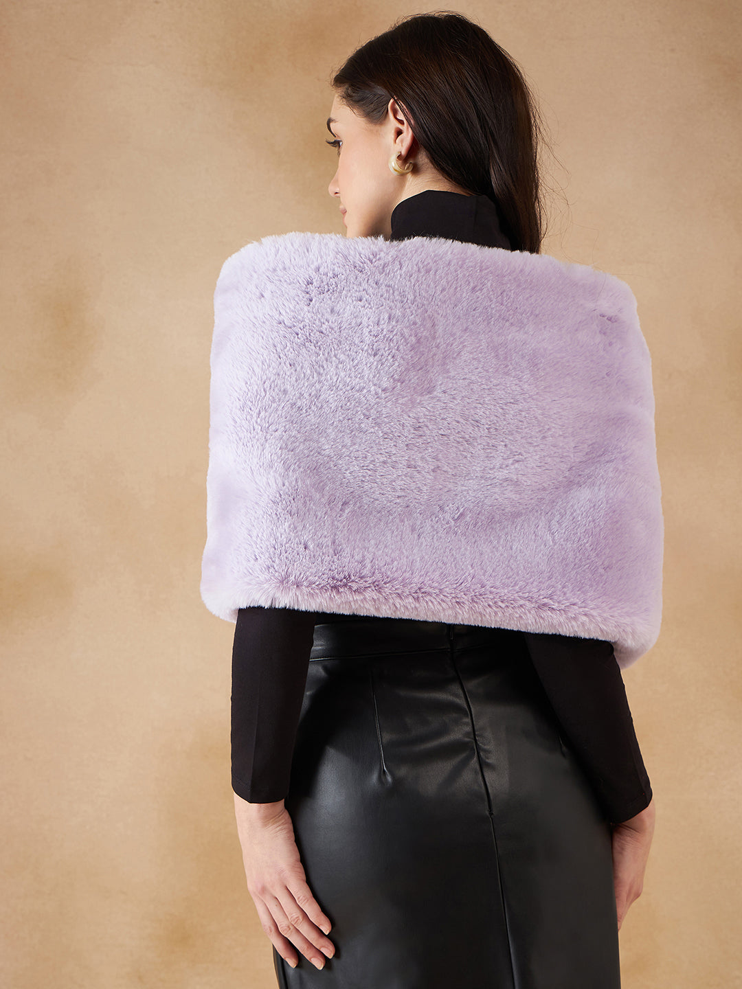 InWeave Women's Mauve Fur Cape - Swadesiicart