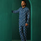 trueBrowns Men's Blue Floral Muslin Silk Printed Co-ord Set - Swadesiicart