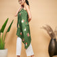 InWeave Women's Green Small Flower One Shoulder Kurta - Swadesiicart