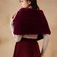 InWeave Women's Burgundy Long Faux Fur Cape - Swadesiicart