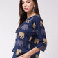 InWeave Elephant Print Blue Top - Swadesiicart