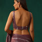 trueBrowns Mauve Cotton Silver Lurex Scoop Neck Sleeveless Blouse | Swadesiicart