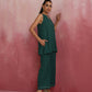 trueBrowns Dark Green Cotton Dobby Kurta Co-ord set - Swadesiicart