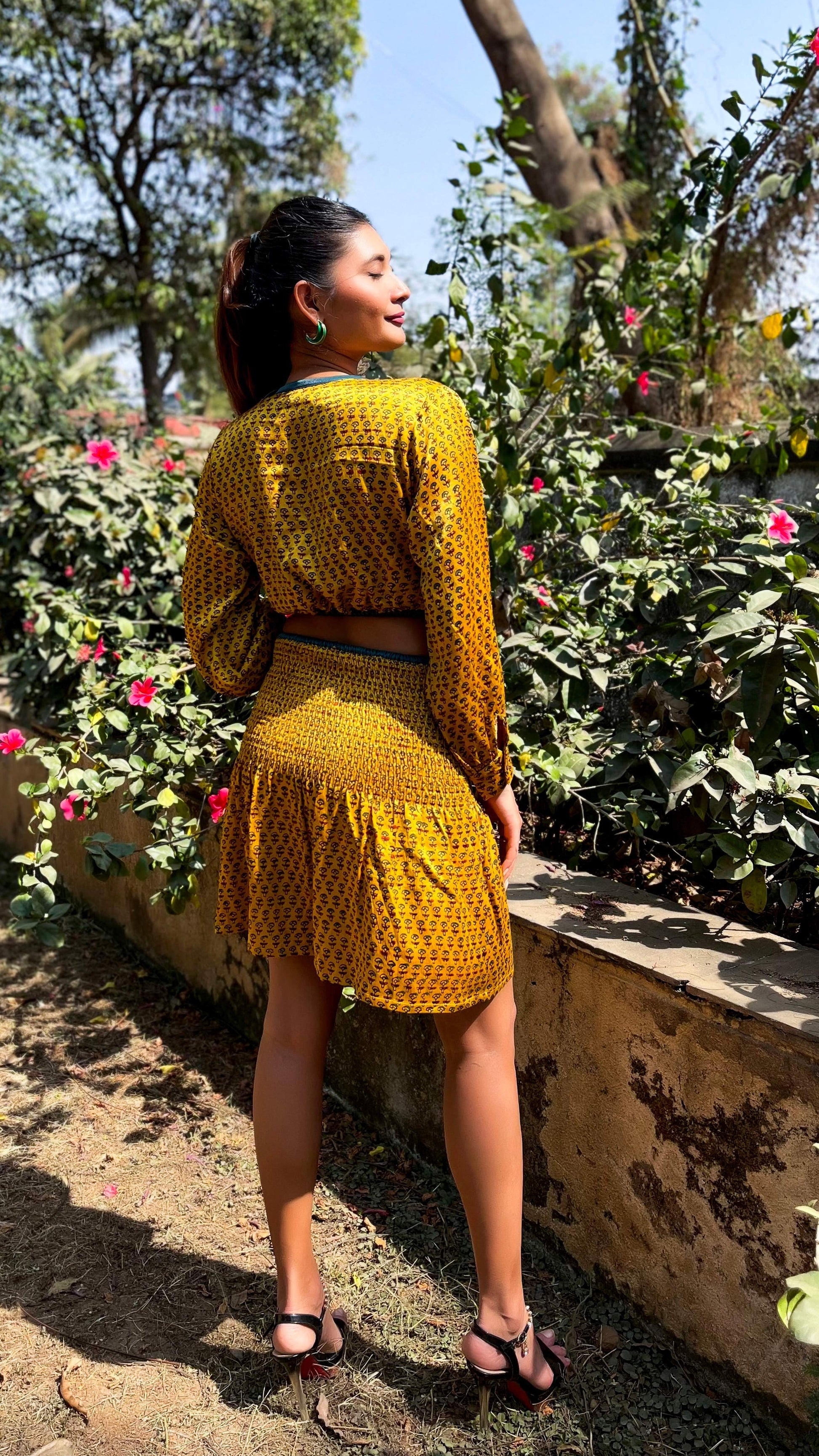 Noroke Yellow silk cut out short dress | Swadesiicart