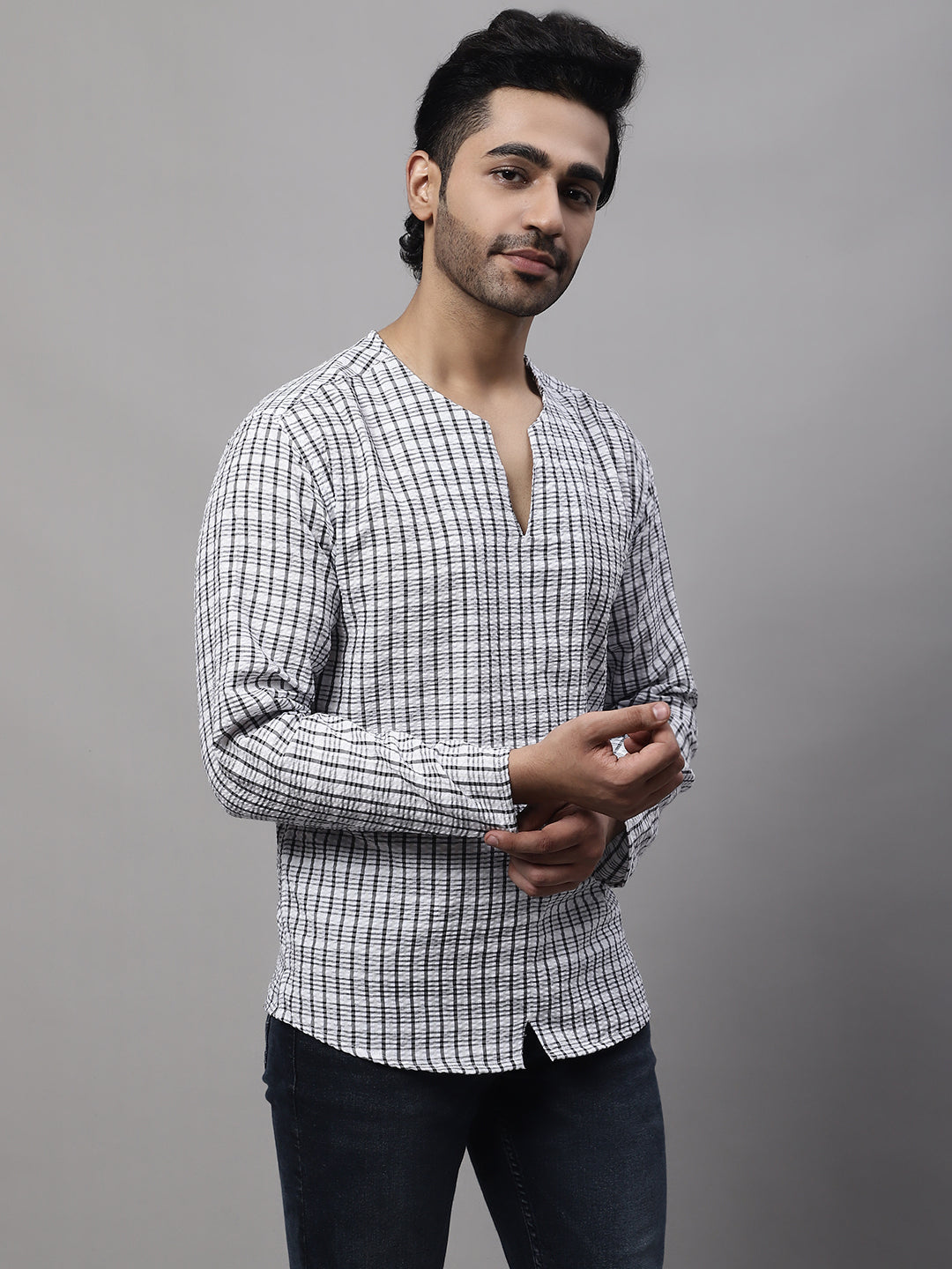 Even Apparels Multi Pure Cotton Open Neck Kurta | Swadesiicart