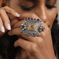 trueBrowns Silver Gold Tone Square Ring | Swadesiicart