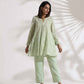 trueBrowns Green Cotton Floral Embroidered Co-ord Set - Swadesiicart