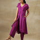 trueBrowns Purple Bandhani Printed Silk Drop Shoulder Kurta Pant Set | Swadesiicart