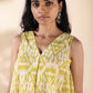 trueBrowns Lime Cotton Ikat Sleeveless Co-ord Set - Swadesiicart
