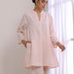 trueBrowns Pink Slub Relaxed Fit Co-Ord Set - Swadesiicart