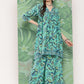InWeave Women's Turquoise Blue Camelia Printed Ethnic Kurta Set - Swadesiicart