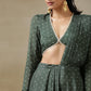 trueBrowns Dark Green Bandhani Printed Silk Full Sleeve Blouse | Swadesiicart