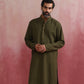 trueBrowns Men's Olive green Mandarin Collar Kurta | Swadesiicart