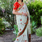 Lorenvalley Fashion Premium White Dola Silk Embroidery and Diamond work with Jacquard Lace Border Saree - Swadesiicart