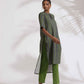 trueBrowns Grey Cotton Print Highlow Kurta Set | Swadesiicart