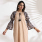 trueBrowns Beige Cotton Print Long Dress | Swadesiicart