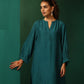 trueBrowns Teal Silk Relaxed Placket Co-ord Set - Swadesiicart