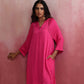 trueBrowns Pink Modal Kimono Kurta Set - Swadesiicart