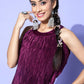 InWeave Women's Wine Pleated Dress - Swadesiicart