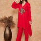 InWeave Women's Red Square Maroon Patch Work Assymentrical Kurta Set - Swadesiicart