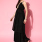 InWeave Women's Black Gota Insert Neckline Sharara Set - Swadesiicart