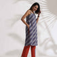 trueBrowns Grey Cotton Print Highslit Kurta Set | Swadesiicart