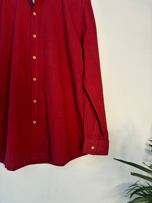 trueBrowns Maroon Slub Men's Shirt | Swadesiicart