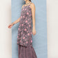 InWeave Women's Mauve Abstract Strappy Set With Dupatta - Swadesiicart