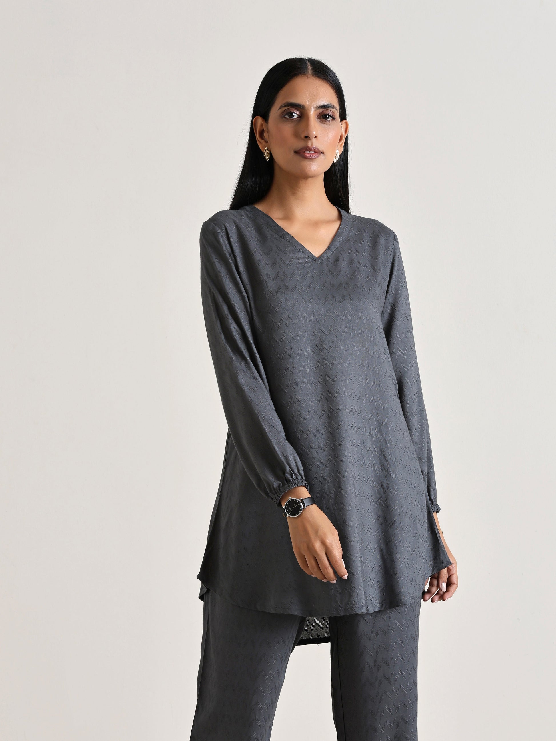 trueBrowns Grey Short Co-Ord Set - Swadesiicart