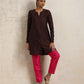 trueBrowns Cola Silk Kurta Co-ord Set - Swadesiicart