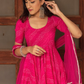 Pomcha Jaipur Bhandhej Pink Cotton Anarkali Set | Swadesiicart