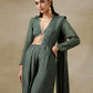 trueBrowns Dark Green Bandhani Printed Silk Palazzo Stitched Saree | Swadesiicart