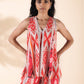 trueBrowns Maroon Cotton Ikat Flared Co-ord Set - Swadesiicart