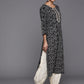 Varanga Black Printed Cotton Kurta Wity Embroidered Yoke | Swadesiicart