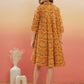 InWeave Women's Haldi Yellow Mughal Kalamkari Flared Dress - Swadesiicart