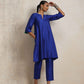 trueBrowns Blue Silk Kurta Co-ord Set - Swadesiicart