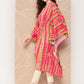Ahalyaa Women Printed Flared Sleeves Gotta Patti Belted Detail Crepe Kaftan Kurta | Swadesiicart