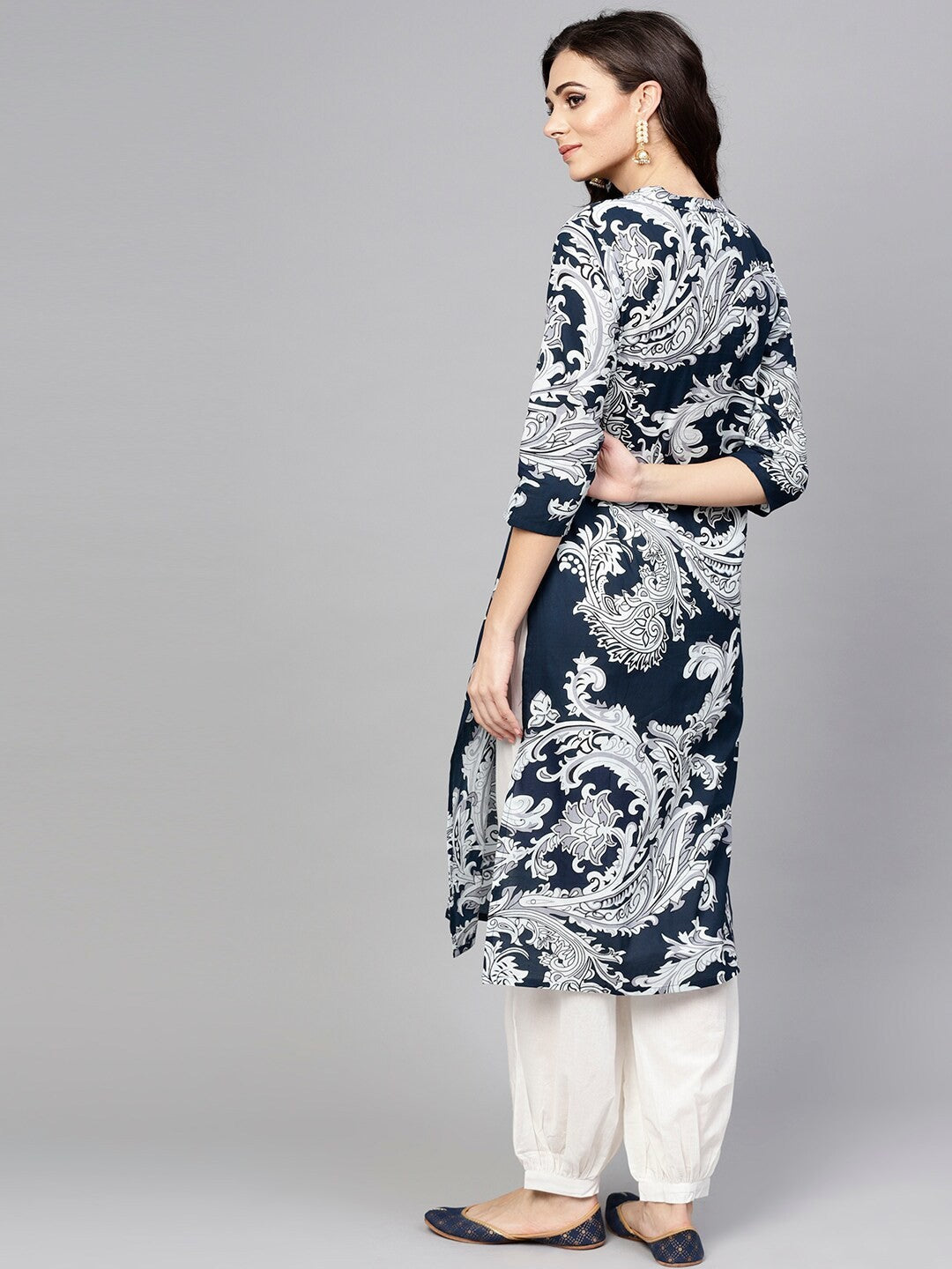 Antaran Blue Pure Cotton Printed Kurta Pant Set - Swadesiicart