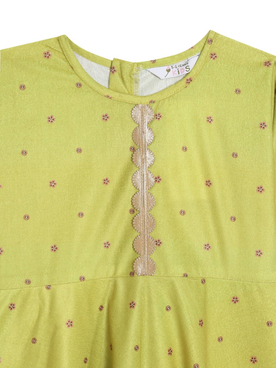 Ahalyaa Girls Printed A-Line Velvet Maxi Kids Ethnic Dress | Swadesiicart