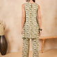 InWeave Mehandi Green White Moroccan Print Round Neck Kurta Set - Swadesiicart