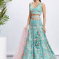 House of Panchhi Turquoise Blue Chiffon Sequins And Thread Embroidery Lehenga Choli & Printed Dupatta | Swadesiicart