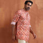 trueBrowns Men's Beige Printed Short Kurta | Swadesiicart
