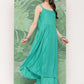 InWeave Women's Teal Strappy Set W Black Pink Camelia Or Duptta - Swadesiicart