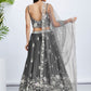 House of Panchhi Navy Blue Georgette Sequins, Mirror And Thread Embroidery Lehenga Choli & Dupatta | Swadesiicart