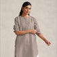 trueBrowns Light Grey Cotton Blend Short Kurta | Swadesiicart
