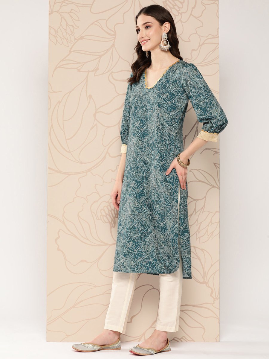 Ahalyaa Women Floral Printed Gotta Patti Crepe Kurta | Swadesiicart