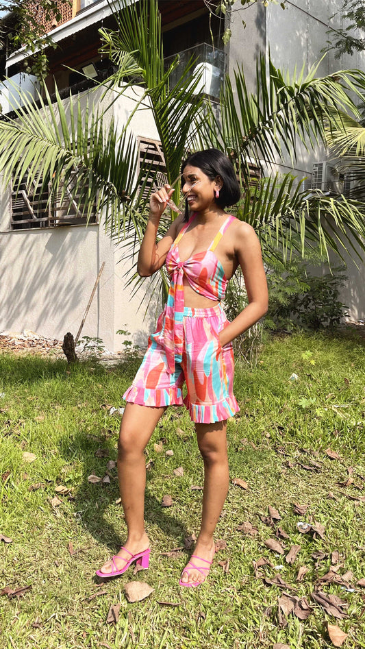 Noroke Modal satin Marble Print Co-Ord Set Women - Swadesiicart
