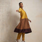 trueBrowns Gold Brown Silk A-line Kurta Set | Swadesiicart